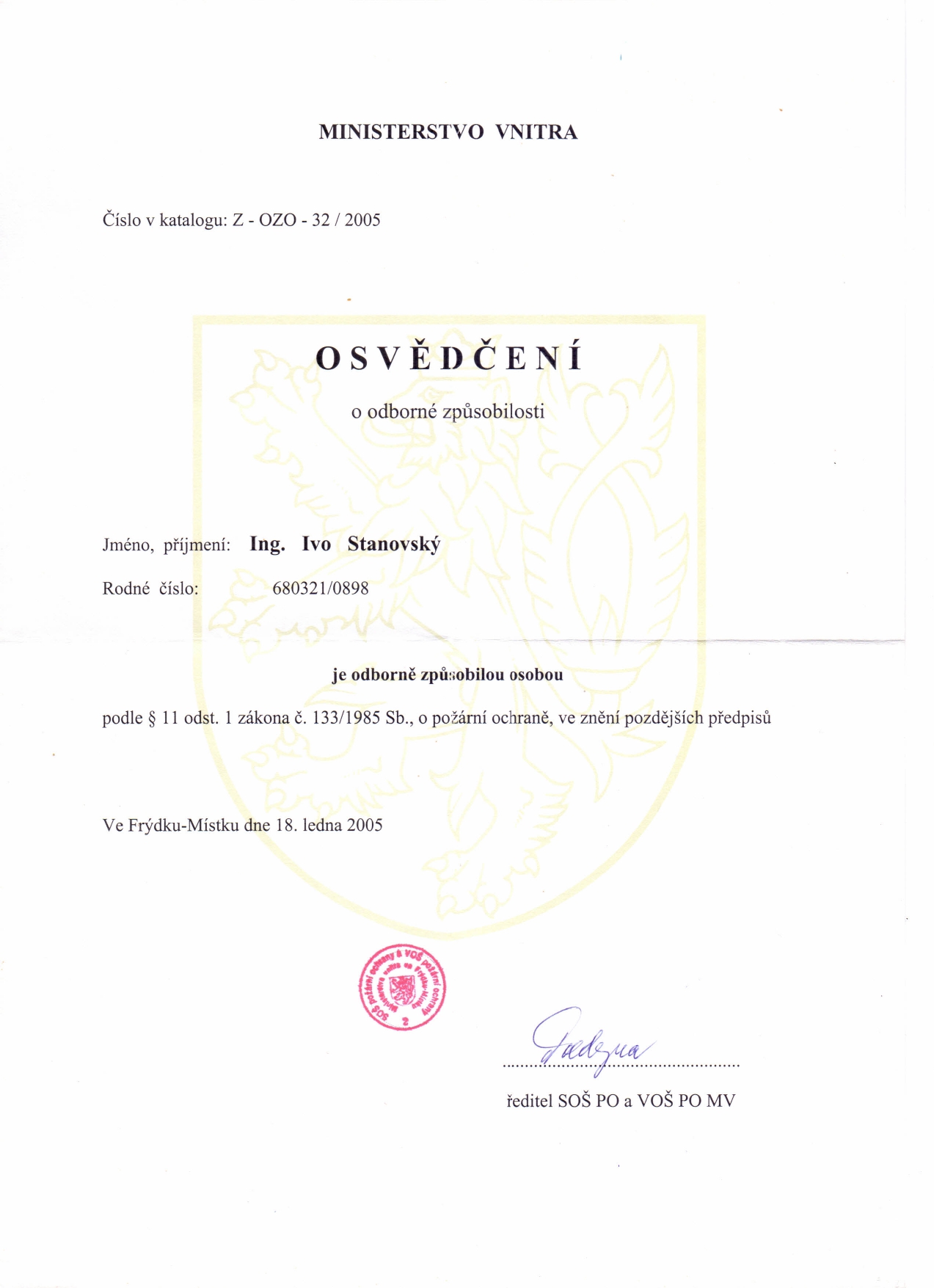 Osvědčení 3